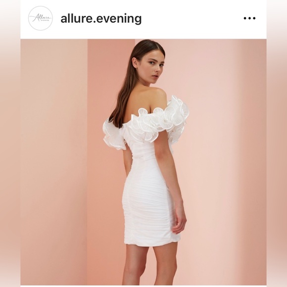 Allure evening size 6 puffy sleeves white mini dress - Picture 12 of 13